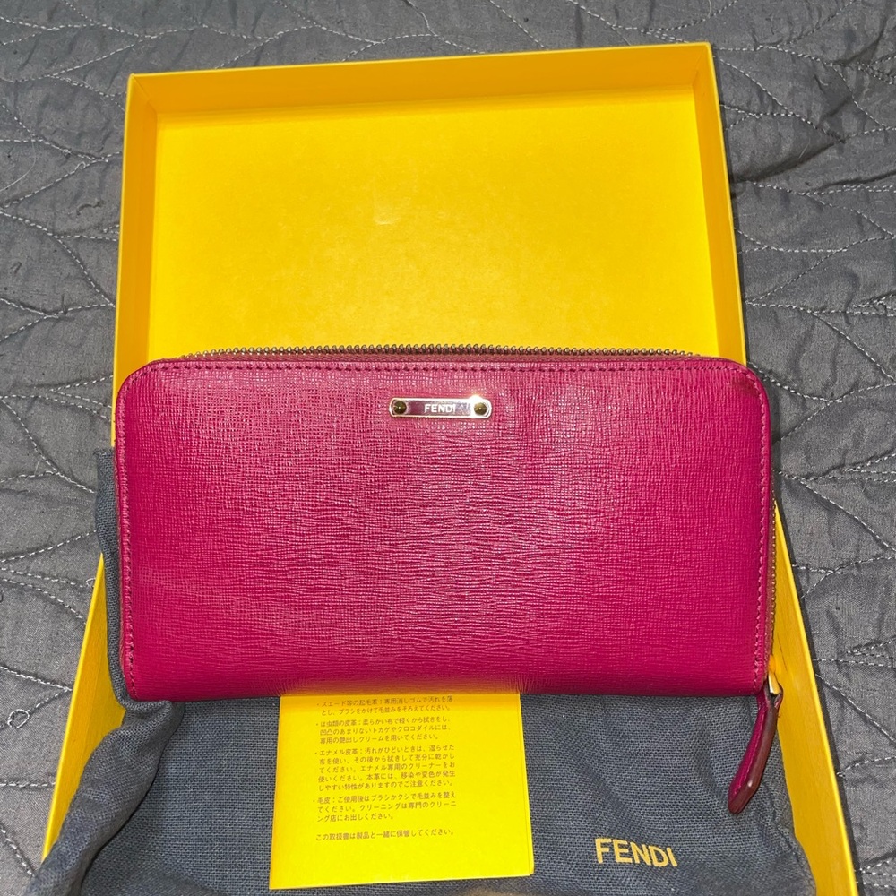 Fendi Magenta Zip-Around Wallet
